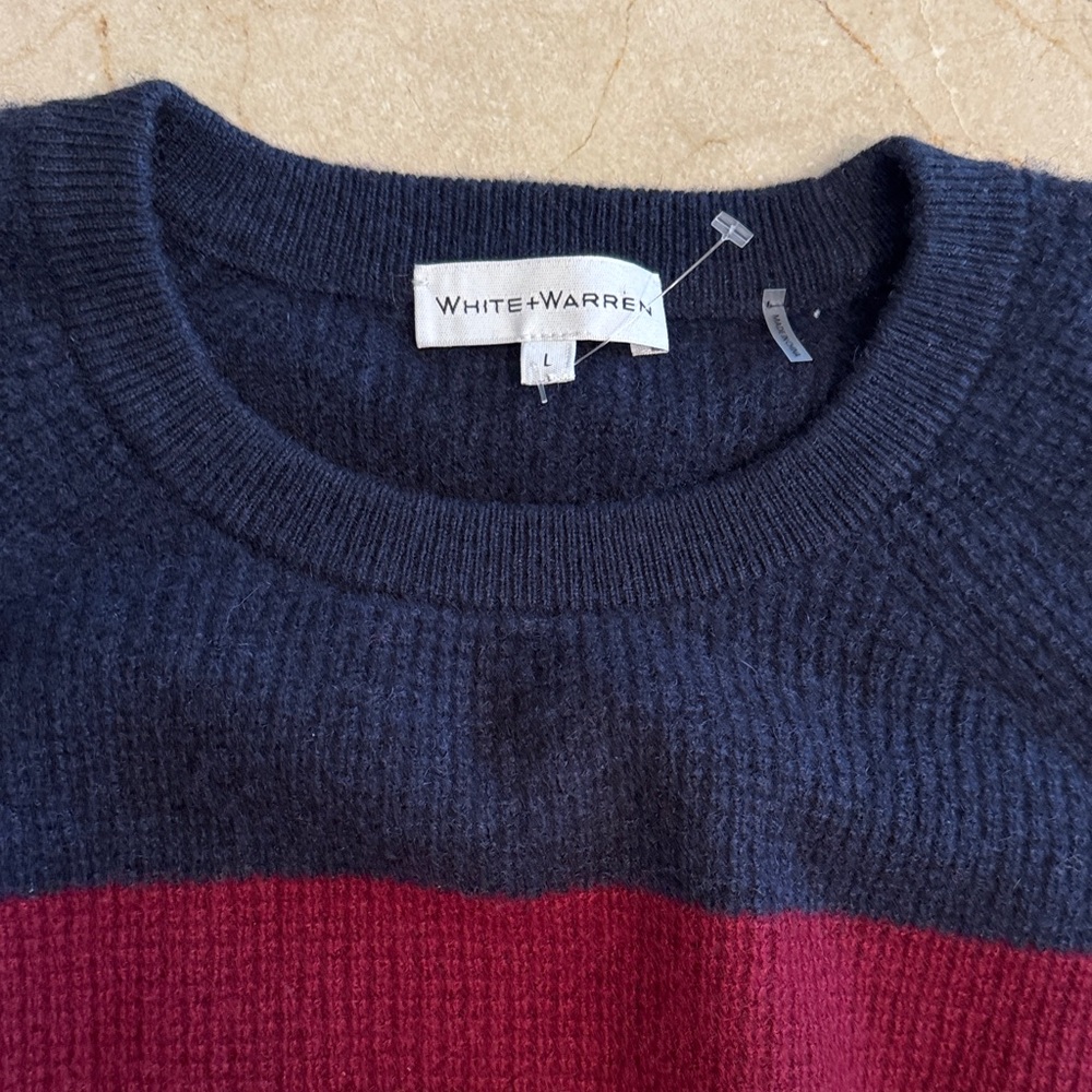 White + Warren Multicolor Striped cashmere Sweater large EuC - Picture 3 of 8